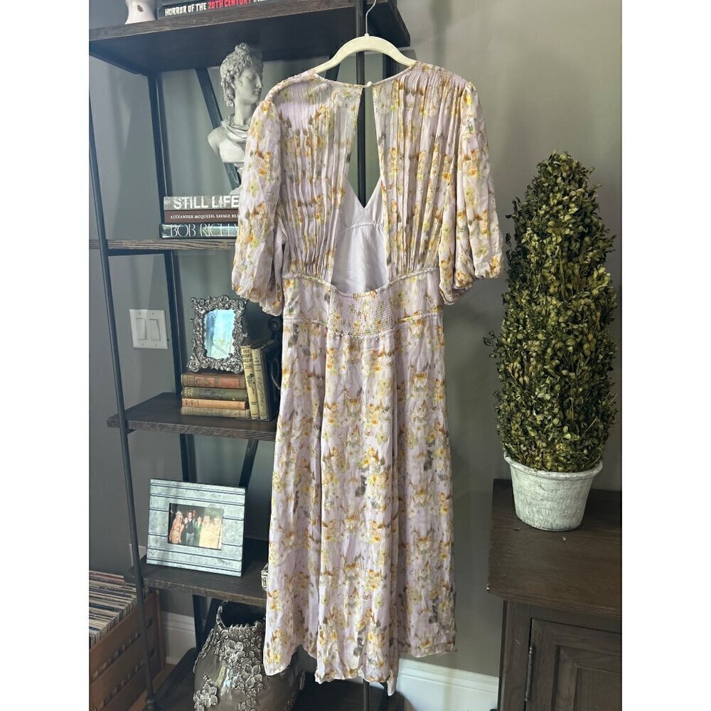 AllSaints Aspen Momo Floral Midi Dress Purple Womens SIze 10 - Picture 12 of 13